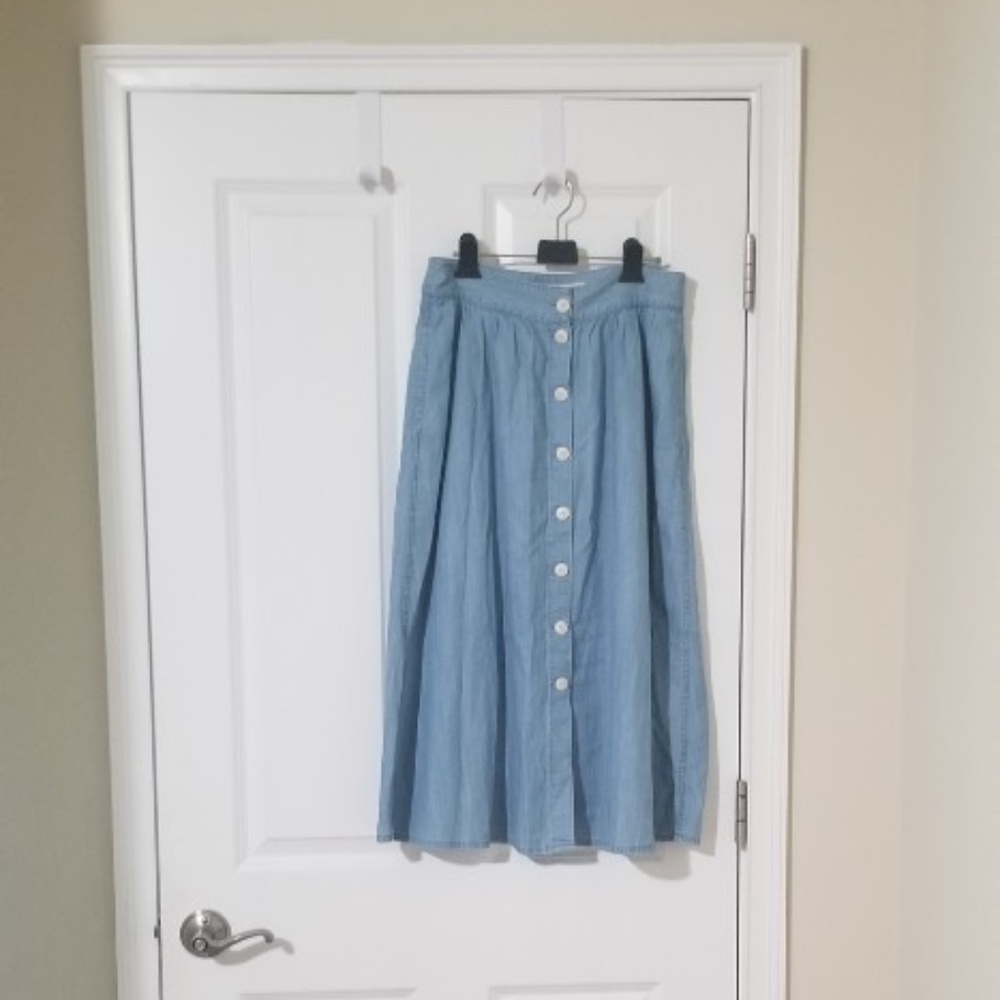 Madewell Palisade Button-Front Midi Skirt Sz 6